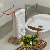 Porta Toalha Rosto e Mãos Duplo Para Bancada Aço Rose Gold - Ela Decora
